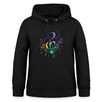Notenschlüssel Mit Bunten Musiknoten Für Musiker - Frauen Hoodie - Schwarz - Vorne - AI Model Female 172 light (172cm)