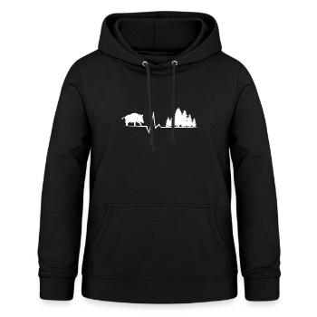 Wildschwein Jagen Jäger Wald Herzschlag - Frauen Hoodie - Schwarz - Vorne - AI Model Female 172 light (172cm)