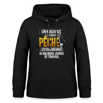 Pêcheur Tshirt Un Mauvais Jour De Pêche Est - Sweat à capuche Femme - noir - Devant - AI Model Female 172 light (172cm)