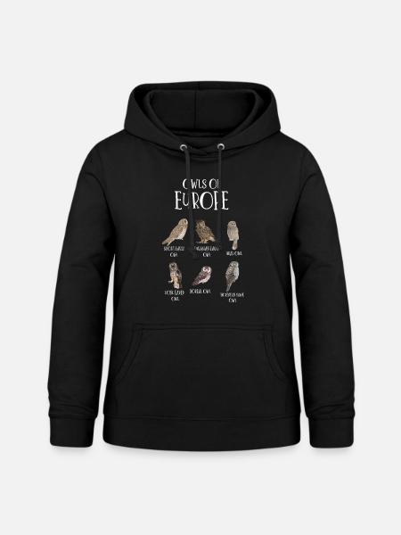 Eulenarten, Eulen & Kauze, Eule Fan - Frauen Hoodie - Schwarz