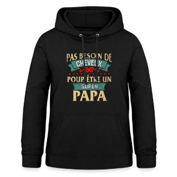 Tee shirt papa pas de cheveux super papa cadeaux - Women's Hoodie - black - Front - AI Model Female 172 light (172cm)