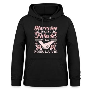 Marraine et Filleule - Sweat à capuche Femme - noir - Devant - AI Model Female 172 light (172cm)