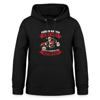 Früher hatten Hexen Besen Motorrad Bikerlady - Frauen Hoodie - Schwarz - Vorne - AI Model Female 172 light (172cm)