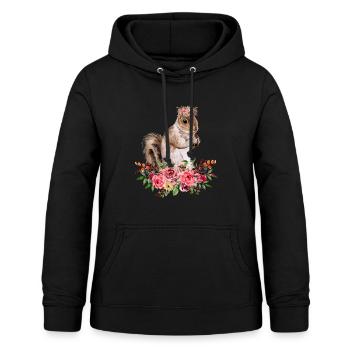 Écureuils motif fleurs forêt amoureux nature - Sweat à capuche Femme - noir - Devant - AI Model Female 172 light (172cm)