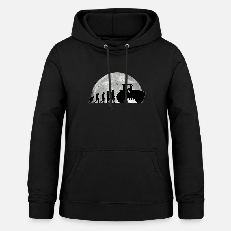 Tractor Driver Evolution Moon Tractor Farmer - Women's Hoodie - black