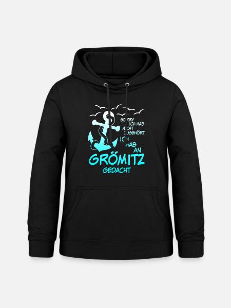 Grömitz Spruch mit Anker - Frauen Hoodie - Schwarz