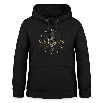 Univers Astrologie Tatouage Soleil Lune Étoiles - Sweat à capuche Femme - noir - Devant - AI Model Female 172 light (172cm)