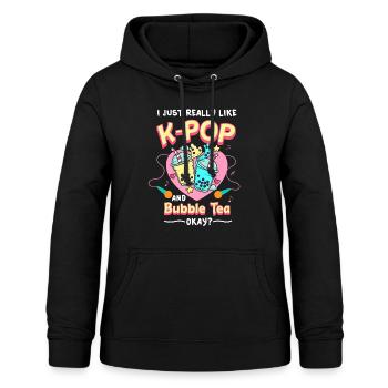 K-Pop - Frauen Hoodie - Schwarz - Vorne - AI Model Female 172 light (172cm)