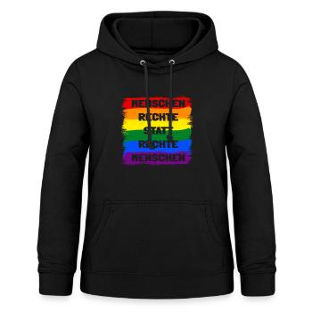 Menschenrechte statt rechte Menschen Regenbogen - Frauen Hoodie - Schwarz - Vorne - AI Model Female 172 light (172cm)