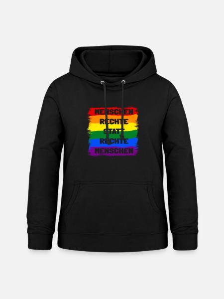 Menschenrechte statt rechte Menschen Regenbogen - Frauen Hoodie - Schwarz