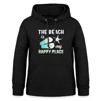 The Beach Is My Happy Place T-Shirt, Beach Shirts - Frauen Hoodie - Schwarz - Vorne - AI Model Female 172 light (172cm)