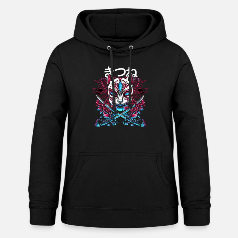 Démon japonais Style de chat avec les épées de Katana - Sweat à capuche Femme - noir