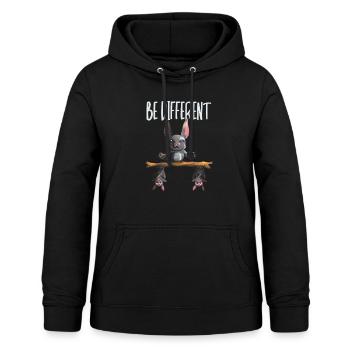 Sei anders Spruch Fan mit coolen Fledermäusen - Frauen Hoodie - Schwarz - Vorne - AI Model Female 172 light (172cm)