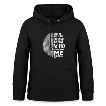 I Can Do All Things Through Christ Religiöser Löwe - Frauen Hoodie - Schwarz - Vorne - AI Model Female 172 light (172cm)