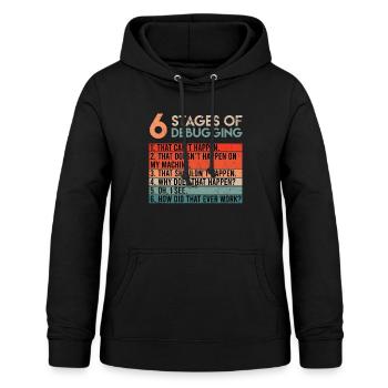 6 Stages of Debugging Informatiker Coder Software - Frauen Hoodie - Schwarz - Vorne - AI Model Female 172 light (172cm)