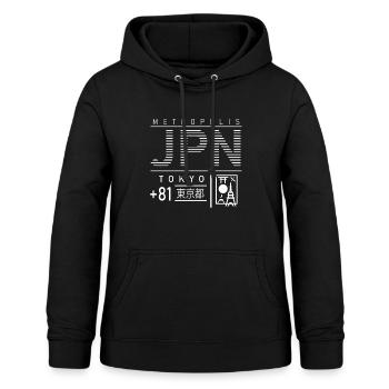 Japan Streetwear Geschenk Minimalismus Japanisch - Frauen Hoodie - Schwarz - Vorne - AI Model Female 172 light (172cm)
