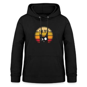 FCK AFD Katze Politik gegen Rechts Retro Katzen - Frauen Hoodie - Schwarz - Vorne - AI Model Female 172 light (172cm)