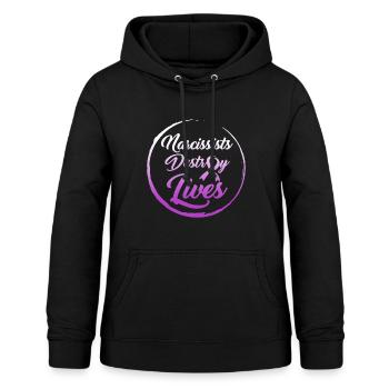 Les narcissiques détruisent des vies, la violence domestique - Sweat à capuche Femme - noir - Devant - AI Model Female 172 light (172cm)