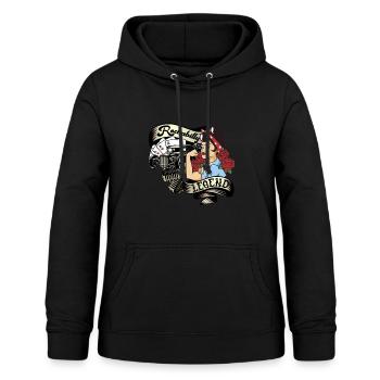 Vintage 50s RnR Design - Rockabilly Legend - Frauen Hoodie - Schwarz - Vorne - AI Model Female 172 light (172cm)