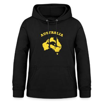 Känguru Australien Patriotisch Vintage Karte - Frauen Hoodie - Schwarz - Vorne - AI Model Female 172 light (172cm)