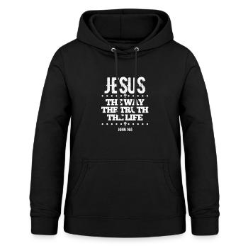 Jésus-Christ Christ Religion chrétienne Don - Sweat à capuche Femme - noir - Devant - AI Model Female 172 light (172cm)