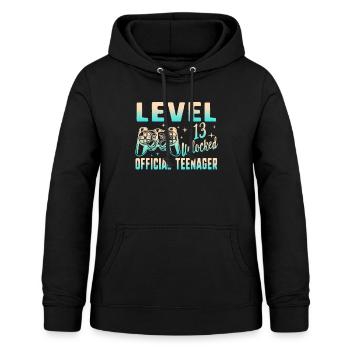 Treize chemises, niveau 13 débloqué, 13e anniversaire - Sweat à capuche Femme - noir - Devant - AI Model Female 172 light (172cm)