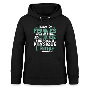 Prof Physique Chimie Professeur Collège Lycée - Sweat à capuche Femme - noir - Devant - AI Model Female 172 light (172cm)