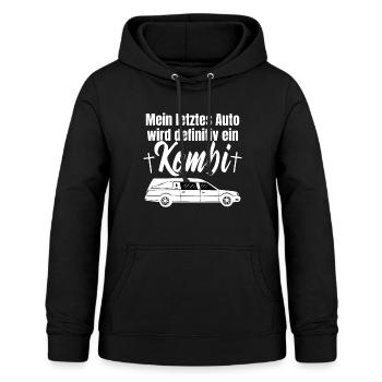 Letztes Auto Wagen Kombi Bestatter lustiger Spruch - Frauen Hoodie - Schwarz - Vorne - AI Model Female 172 light (172cm)