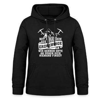 Erzgebirge Wandern Witz Erzgebirger - Frauen Hoodie - Schwarz - Vorne - AI Model Female 172 light (172cm)