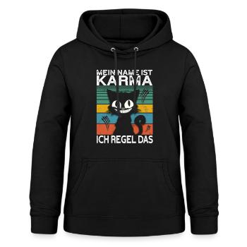 Vintage Katze lustig Kätzchen - Frauen Hoodie - Schwarz - Vorne - AI Model Female 172 light (172cm)