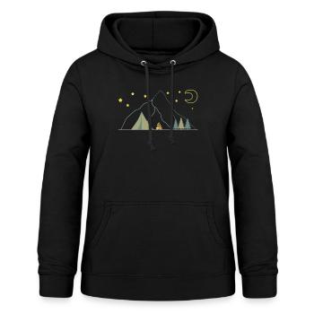 In den Bergen Zelten - Frauen Hoodie - Schwarz - Vorne - AI Model Female 172 light (172cm)