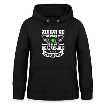 Gezockt und Realschule gerockt - Schulabschluss - Frauen Hoodie - Schwarz - Vorne - AI Model Female 172 light (172cm)