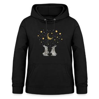 Schlafshirt Kuschelshirt Kaninchen Hasen - Frauen Hoodie - Schwarz - Vorne - AI Model Female 172 light (172cm)