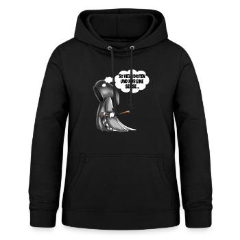 So viele Idioten und nur eine Sense Sensenmann - Frauen Hoodie - Schwarz - Vorne - AI Model Female 172 light (172cm)
