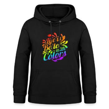 Logo LGBTQ La vie est meilleure avec les couleurs Mois de la fierté - Sweat à capuche Femme - noir - Devant - AI Model Female 172 light (172cm)