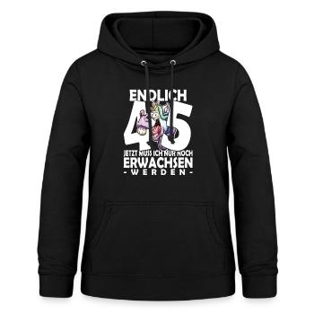 Endlich 45 Jahre - 45. Geburtstag - Frauen Hoodie - Schwarz - Vorne - AI Model Female 172 light (172cm)