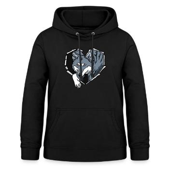 Riss Wolf Zerrissenes Loch Herz Wolfsgesicht - Frauen Hoodie - Schwarz - Vorne - AI Model Female 172 light (172cm)