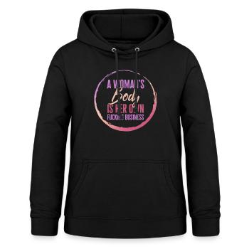 Chemise féministe, le corps d’une femme est sa propre putain - Sweat à capuche Femme - noir - Devant - AI Model Female 172 light (172cm)