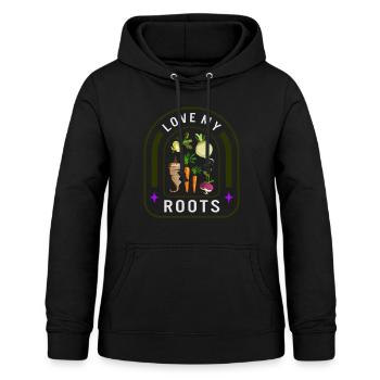 Chemise de légumes Roots, T-shirt Love My Roots, - Sweat à capuche Femme - noir - Devant - AI Model Female 172 light (172cm)