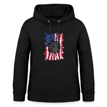 Bowling Torn Drapeau américain - Sweat à capuche Femme - noir - Devant - AI Model Female 172 light (172cm)