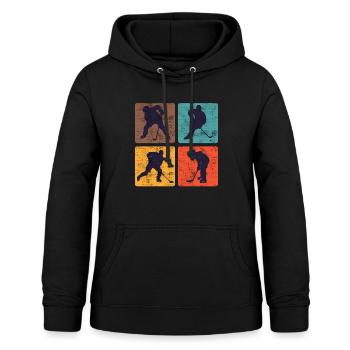 Vintage Eishockey Hockey Spieler - Frauen Hoodie - Schwarz - Vorne - AI Model Female 172 light (172cm)