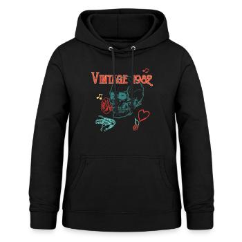 Vintage 1982 Skull Rose Heart Cadeau d’anniversaire - Sweat à capuche Femme - noir - Devant - AI Model Female 172 light (172cm)