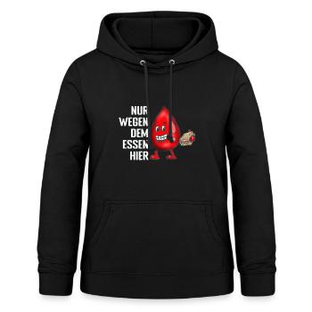 Nur wegen dem Essen hier Blutspende Blutspender - Frauen Hoodie - Schwarz - Vorne - AI Model Female 172 light (172cm)