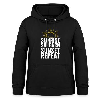 Sonnenaufgang Sonnenbrand Sonnenuntergang Repeat Shirt, Summer Beach - Frauen Hoodie - Schwarz - Vorne - AI Model Female 172 light (172cm)