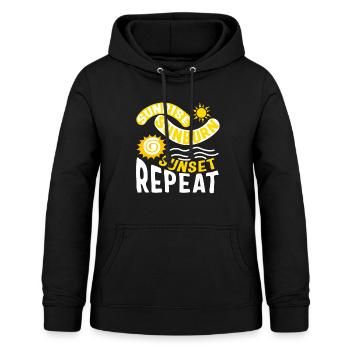 Sonnenaufgang Sonnenbrand Sonnenuntergang Repeat Shirt, Summer Beach - Frauen Hoodie - Schwarz - Vorne - AI Model Female 172 light (172cm)