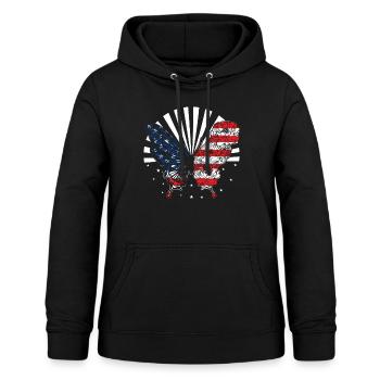 Independence Day Shirt, Freedom America Flagge Cool - Frauen Hoodie - Schwarz - Vorne - AI Model Female 172 light (172cm)