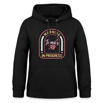 Chemise de voyage en famille, Avertissement en cours, Drôle - Sweat à capuche Femme - noir - Devant - AI Model Female 172 light (172cm)
