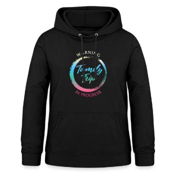 Chemise de voyage en famille, Avertissement en cours, Drôle - Sweat à capuche Femme - noir - Devant - AI Model Female 172 light (172cm)