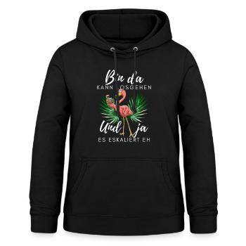 Flamingo bin da kann losgehen ja es eskaliert eh - Frauen Hoodie - Schwarz - Vorne - AI Model Female 172 light (172cm)