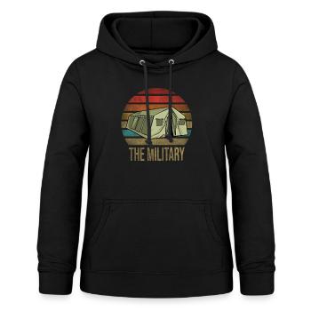 Military Tent Army Retro Sunset Vintage - Women's Hoodie - black - Front - AI Model Female 172 light (172cm)